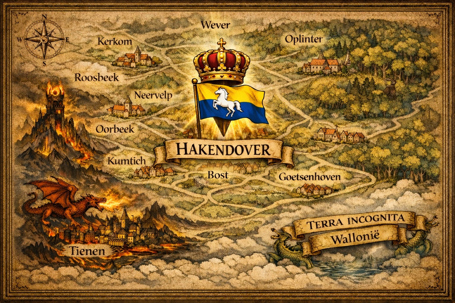 Fantasy regiokaart rond Hakendover